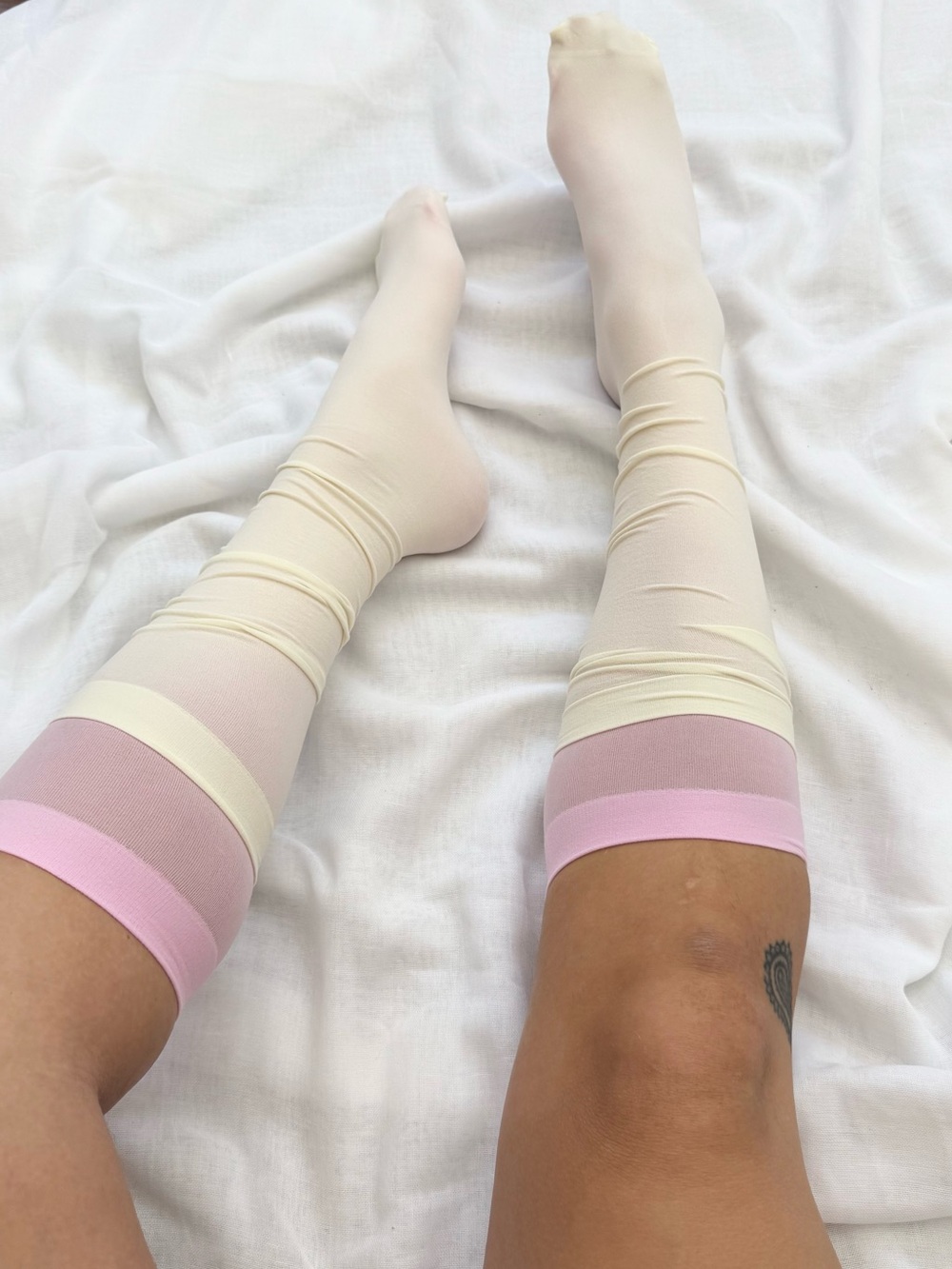 ✿ cream sheer knee high socks • coquette balletcore fairycore